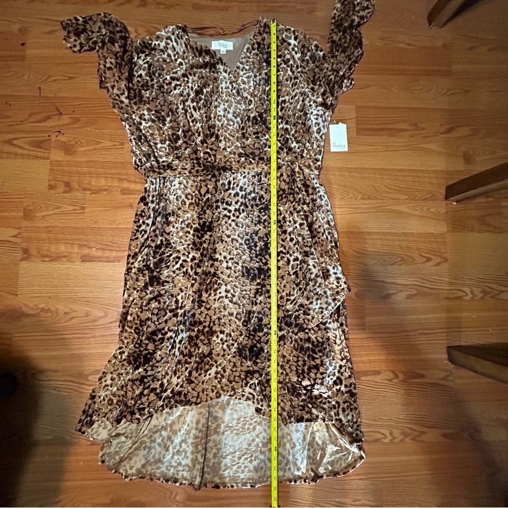 Nurture Westbound Plus Size 3X Faux Wrap Belt Dress Animal Print Velvet Burnout - Picture 15 of 16